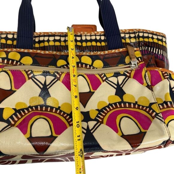 Fossil Vintage Key-Per Waxed Cotton Weekender Baby Bag Abstract Retro Print - Picture 14 of 16